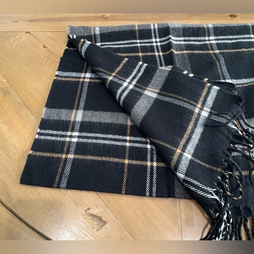 STEVE MADDEN Mens Wide Plaid Fringed Winter Scarf